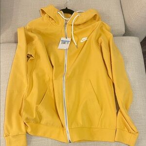 Nike Sportswear Full Zip Hoodie Jacket Yellow Gold Mens - DJ0332-761  - MEDIUM